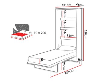 Rauk Sängskåp 101x218 cm - Kashmir, Vit - Möbler - Säng - Gästsäng & extrasäng - Utdragssäng