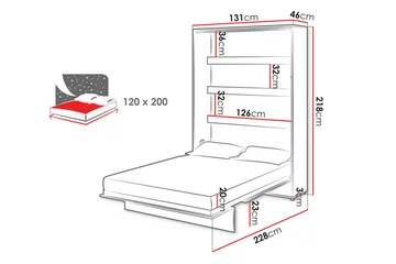 Rauk Sängskåp 131x228 cm - Vit - Möbler - Säng - Gästsäng & extrasäng - Sängskåp