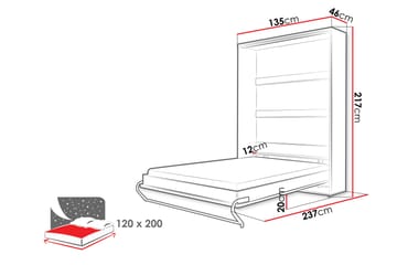 Rauk Sängskåp 135x46 cm - Grå - Möbler - Säng - Gästsäng & extrasäng - Sängskåp