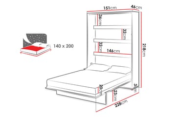 Rauk Sängskåp 151x228 cm - Vit - Möbler - Säng - Gästsäng & extrasäng - Sängskåp