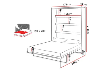 Rauk Sängskåp 171x228 cm - Vit - Möbler - Säng - Gästsäng & extrasäng - Sängskåp
