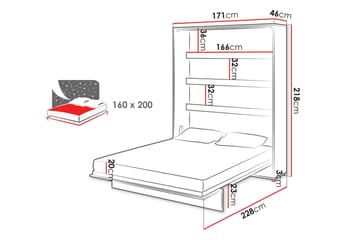 Rauk Sängskåp 171x228 cm - Vit - Möbler - Säng - Gästsäng & extrasäng - Sängskåp
