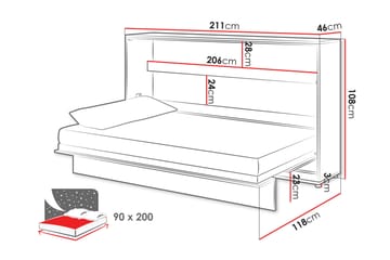 Rauk Sängskåp 211x118 cm - Brun - Möbler - Säng - Gästsäng & extrasäng - Sängskåp