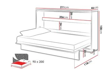 Rauk Sängskåp 211x118 cm - Vit - Möbler - Säng - Gästsäng & extrasäng - Sängskåp