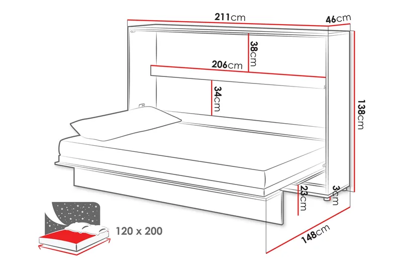 Rauk Sängskåp 211x148 cm - Vit - Möbler - Säng - Gästsäng & extrasäng - Sängskåp