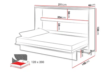 Rauk Sängskåp 211x148 cm - Vit - Möbler - Säng - Gästsäng & extrasäng - Sängskåp