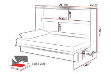 Rauk Sängskåp 211x148 cm - Vit - Möbler - Säng - Gästsäng & extrasäng - Sängskåp