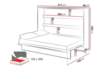 Rauk Sängskåp 211x168 cm - Vit - Möbler - Säng - Gästsäng & extrasäng - Sängskåp