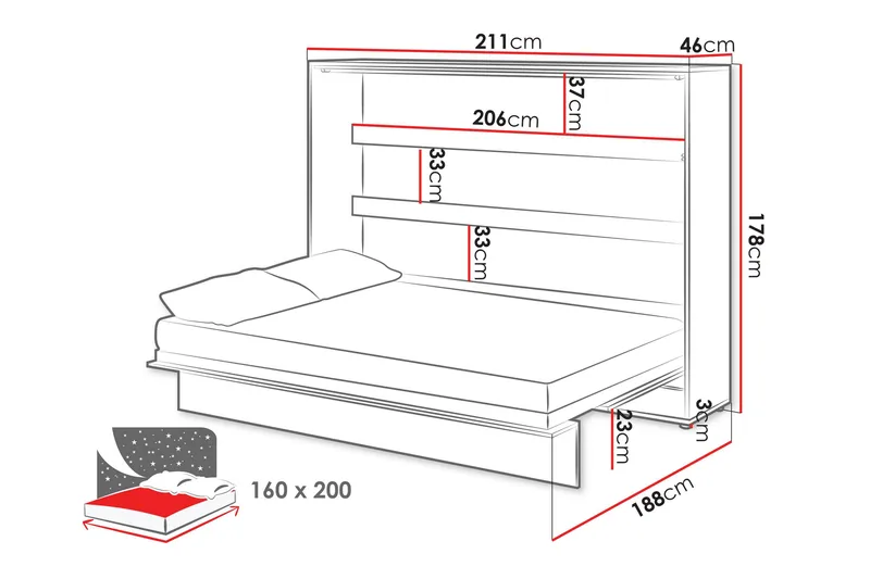 Rauk Sängskåp 211x188 cm - Vit - Möbler - Säng - G ästsäng & extrasäng - Sängskåp