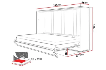 Rauk Sängskåp 215x46 cm - Grå - Möbler - Säng - Gästsäng & extrasäng - Sängskåp