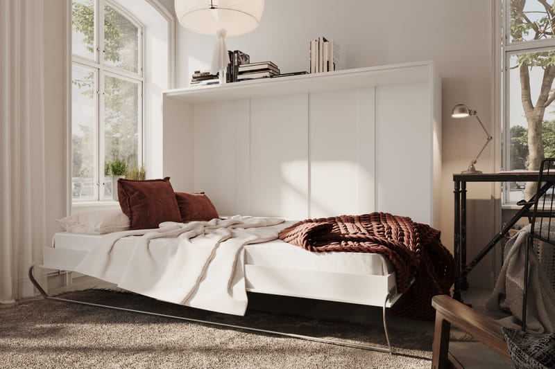 Compact Sängskåp Horisontellt 120x200 - Vit Highgloss - Möbler - Säng - Gästsäng & extrasäng - Sängskåp