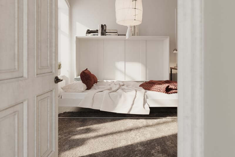 Compact Sängskåp Horisontellt 120x200 - Vit Highgloss - Möbler - Säng - Gästsäng & extrasäng - Sängskåp