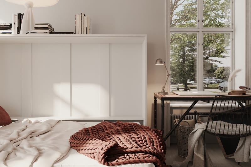 Compact Sängskåp Horisontellt 120x200 - Vit Highgloss - Möbler - Säng - Gästsäng & extrasäng - Sängskåp