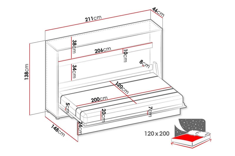 Grianan Sängskåp 120x200 cm - Grå - Möbler - Säng - Gästsäng & extrasäng - Sängskåp