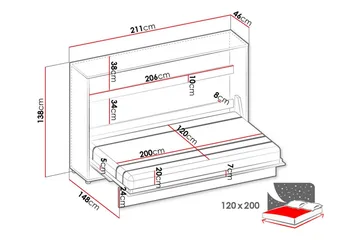 Grianan Sängskåp 120x200 cm - Grå - Möbler - Säng - Gästsäng & extrasäng - Sängskåp