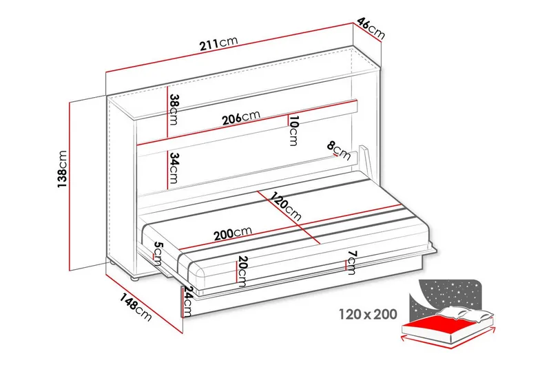 Grianan Sängskåp 120x200 cm - Grå - Möbler - Säng - Gästsäng & extrasäng - Sängskåp