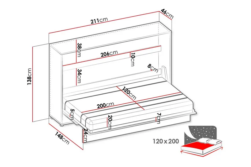 Grianan Sängskåp 120x200 cm Grey - Möbler - Säng - Gästsäng & extrasäng - Sängskåp