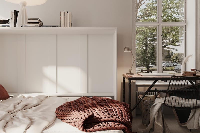 Sängskåp Solid 90x200 Horisontellt - Vit - Möbler - Säng - Gästsäng & extrasäng - Sängskåp