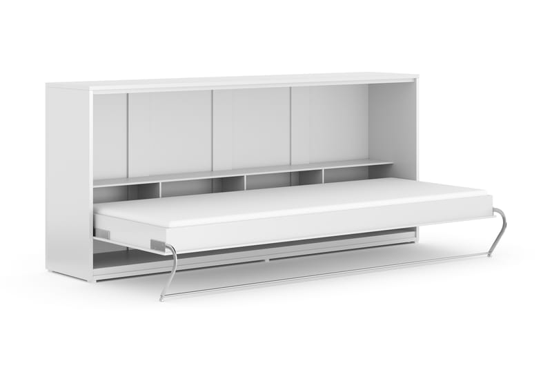 Sängskåp Solid Horisontellt 90x200 Inkl Madrass Basic - Vit Högglans - Möbler - Säng - Gästsäng & extrasäng - Sängskåp