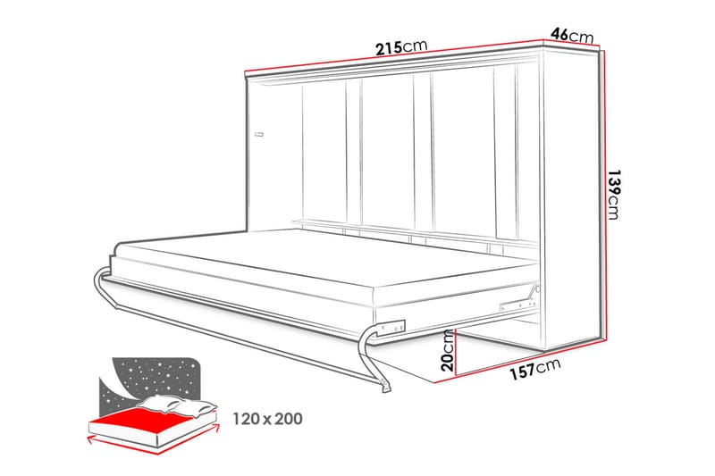 Sängskåp Storli 215x157x137 cm - Vit - Möbler - Säng - Gästsäng & extrasäng - Sängskåp