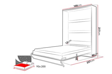 Sängskåp Storli 237x104x217 cm - Vit - Möbler - Säng - Gästsäng & extrasäng - Sängskåp