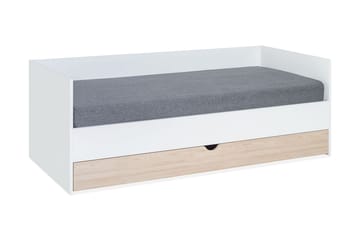 Säng Stige med Extrasäng 90x200 cm Vit/Trä/Natur - Vit/Trä/natur - Möbler - Säng - Gästsäng & extrasäng - Utdragssäng