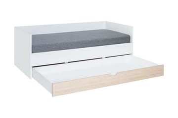 Säng Stige med Extrasäng 90x200 cm Vit/Trä/Natur - Vit/Trä/natur - Möbler - Säng - Gästsäng & extrasäng - Utdragssäng