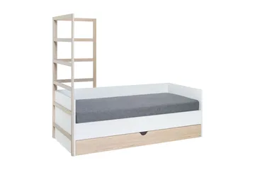 Stige Säng med Extrasäng 90x200 cm Vit/Trä/Natur - Vit/Trä/natur - Möbler - Säng - Gästsäng & extrasäng - Utdragssäng