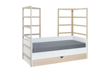 Stige Säng med Extrasäng 90x200 cm Vit/Trä/Natur - Vit/Trä/natur - Möbler - Säng - Gästsäng & extrasäng - Utdragssäng