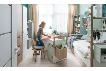 Stige Säng med Extrasäng 90x200 cm Vit/Trä/Natur - Vit/Trä/natur - Möbler - Säng - Gästsäng & extrasäng - Utdragssäng