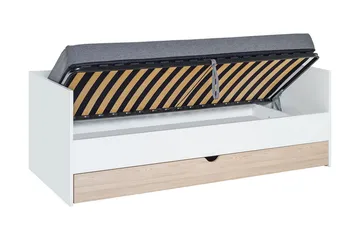 Stige Säng med Extrasäng 90x200 cm Vit/Trä/Natur - Vit/Trä/natur - Möbler - Säng - Gästsäng & extrasäng - Utdragssäng