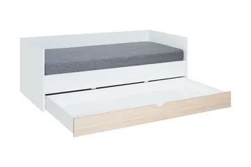 Stige Säng med Extrasäng 90x200 cm Vit/Trä/Natur - Vit/Trä/natur - Möbler - Säng - Gästsäng & extrasäng - Utdragssäng