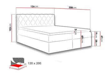 Gabin Sängpaket Kontinentalsäng 120x200 cm - Röd - Möbler - Säng - Kontinentalsäng