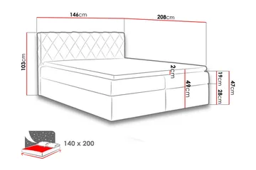 Gabin Sängpaket Kontinentalsäng 140x200 cm - Röd - Möbler - Säng - Kontinentalsäng