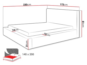 Gadi Sängram med förvaring 140x200 cm - beige - Möbler - Säng - Säng med förvaring
