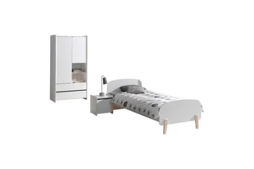 Garderob med säng nattduksbord Kiddy - Möbler - Säng - Möbelset för sovrum