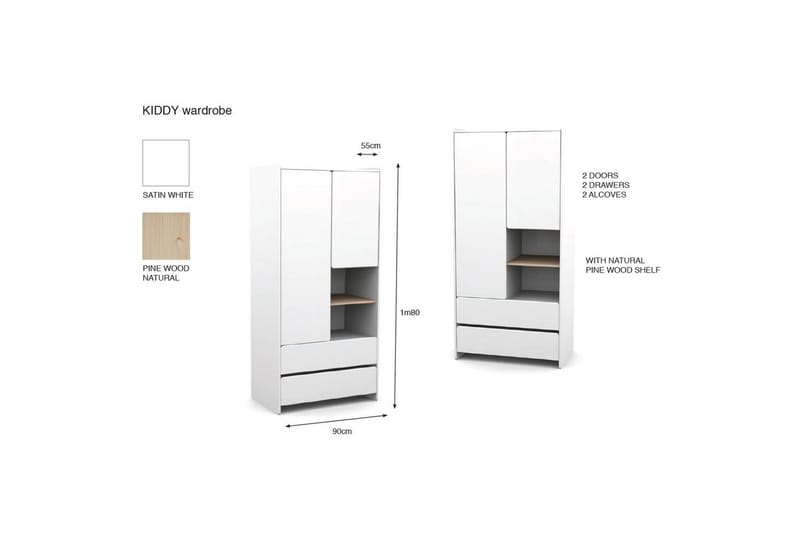 Garderob med säng nattduksbord skrivbord Kiddy - Möbler - Säng - Möbelset för sovrum