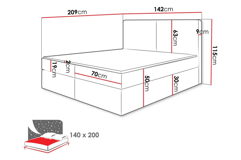 Garris Sängpaket Kontinentalsäng 140x200 cm - Ljusgrå - Möbler - Säng - Kontinentalsäng