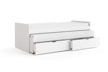 Granvik Sängram 90x200 cm utdragbar med extrasäng och förvaring inklusive 2 madrasser - Vit - Möbler - Säng - Sängram & sängstomme