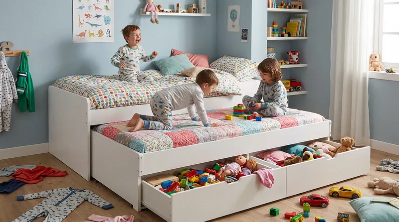 Granvik Sängram 90x200 cm utdragbar med extrasäng och förvaring - utan madrass - Möbler - Säng - Sängram & sängstomme