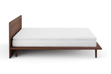 Gryning Sängram med Gavel 180x200 cm med Resårmadrass och Bäddmadrass i Memoryskum Tvättbar klädsel - Valnöt - Möbler - Säng - Sängram & sängstomme
