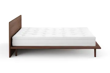Gryning Sängram med Gavel 180x200 cm med Pocketresårmadrass och Bäddmadrass i Polyesterskum Tvättbar klädsel - Valnöt - Möbler - Säng - Sängram & sängstomme