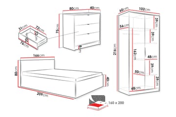 Gudelia Möbelset För Sovrum - Vit - Möbler - Säng - Möbelset för sovrum