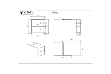 Halvhöjdssäng med skrivbord bokhylla och 4-dörrars skåp med vägghylla Pino - Möbler - Barnmöbler - Barnmöbelset