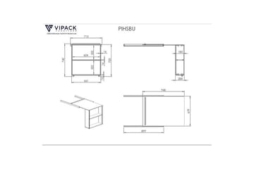 Halvhöjdssäng med skrivbord och 4-dörrars skåp med vägghylla Pino - Möbler - Säng - Möbelset för sovrum