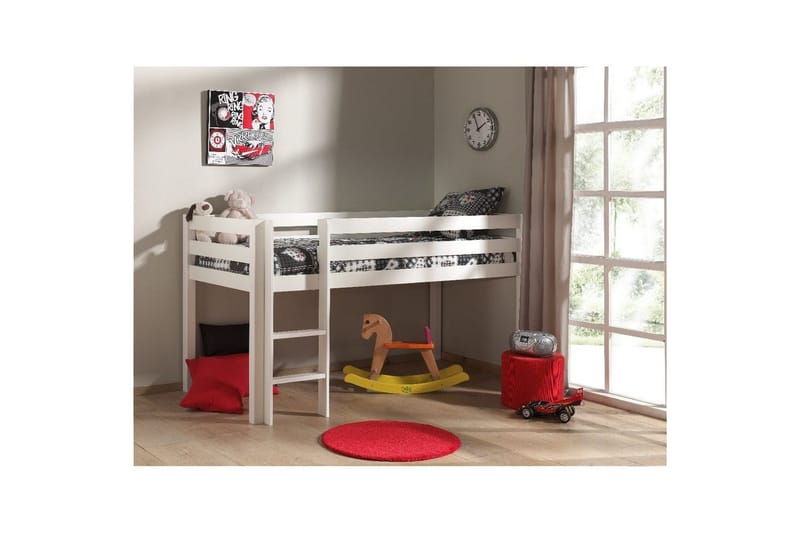 Halvhöjdssäng med skrivbord och 4-dörrars skåp med vägghylla Pino - Möbler - Säng - Möbelset för sovrum