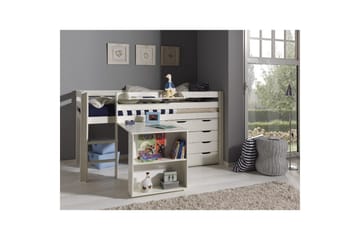 Halvhöjdssäng med skrivbord och 4-dörrars skåp med vägghylla Pino - Möbler - Säng - Möbelset för sovrum