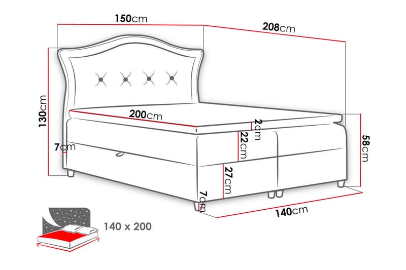 Hestra Sängpaket Kontinentalsäng 140x200 cm - Svart - Möbler - Säng - Kontinentalsäng