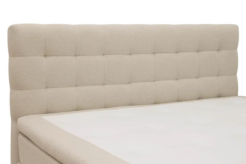Hilton Komplett Sängpaket 160x200 cm Kontinentalsäng med rutad sänggavel - Beige / Teddy - Möbler - Säng - Kontinentalsäng