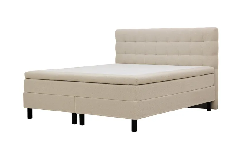 Hilton Komplett Sängpaket 160x200 cm Kontinentalsäng med rutad sänggavel - Beige / Teddy - Möbler - Säng - Kontinentalsäng